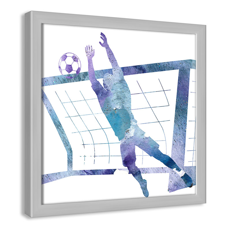 Fille de football 2, H 13 po x l 13 po x P 1,19 po, Encadré de boîte argent
