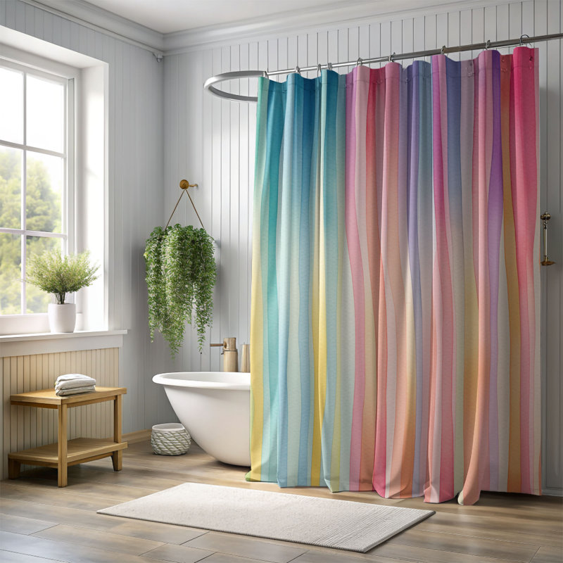 Rideaux de douche 1 pièce, H 74 po x l 71 po, Ejnar