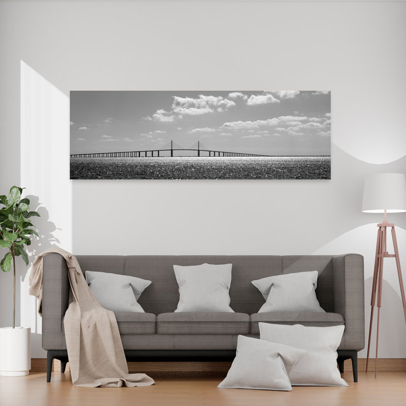 Pont sur une baie, pont Sunshine Skyway, Tampa Bay, Floride, États-Unis, art contemporain abstrait, art mural plage