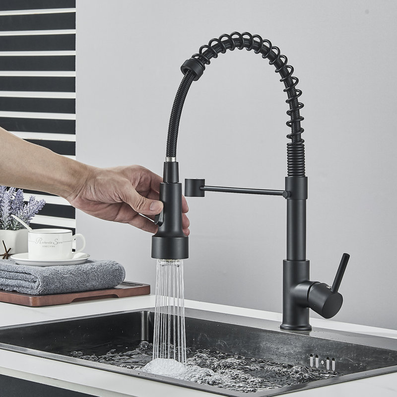 LED Light Kitchen Faucet with Pull Down Sprayer Industrial Single Handle Faucet for Farmhouse Camper Laundry Utility Rv Wet Bar Sinks