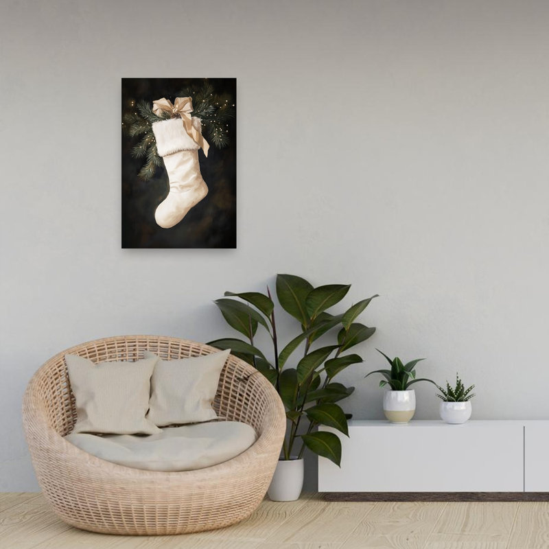 Elegant Christmas Stocking Elegant Traditional Abstract Pine Winter Landscape Wall Art Print 1 Piece Wrapped Canvas Wall Art