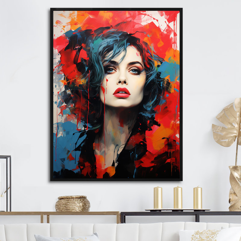 " Crimson Carter II ", 32" H x 24" W x 1" D, Black Floater Framed