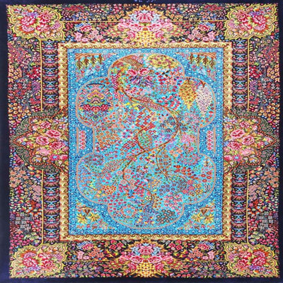 Tapis oriental bleu / rose