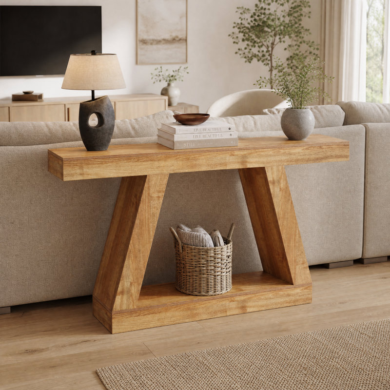 Chasidi 55.12'' Console Table, Natural Brown