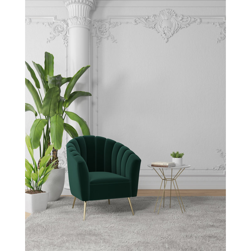 Fauteuil demi-tonneau Hur Velvet, Vert forêt