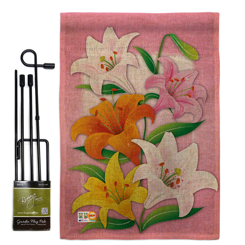 Polyester 18,5 x 13 po lilies 2 côtés ensemble de drapeau