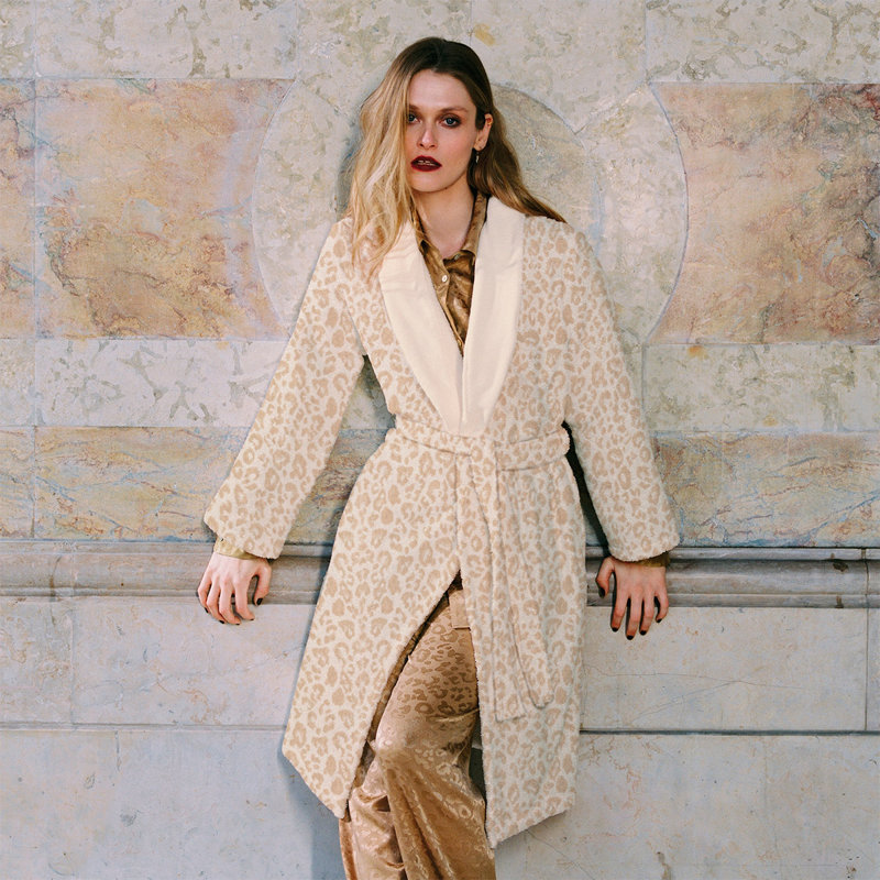 Leopard Shawl Collar Bathrobe, XL