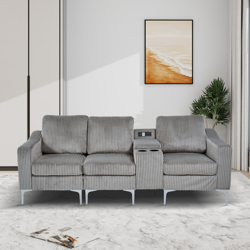 Canapé modulaire rembourré 92,3 po, Gris