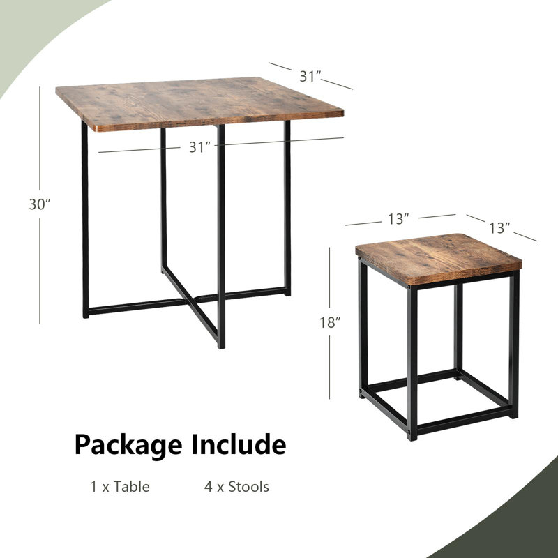 Ensemble repas pour 4 personnes Langsett, Brun, Noir