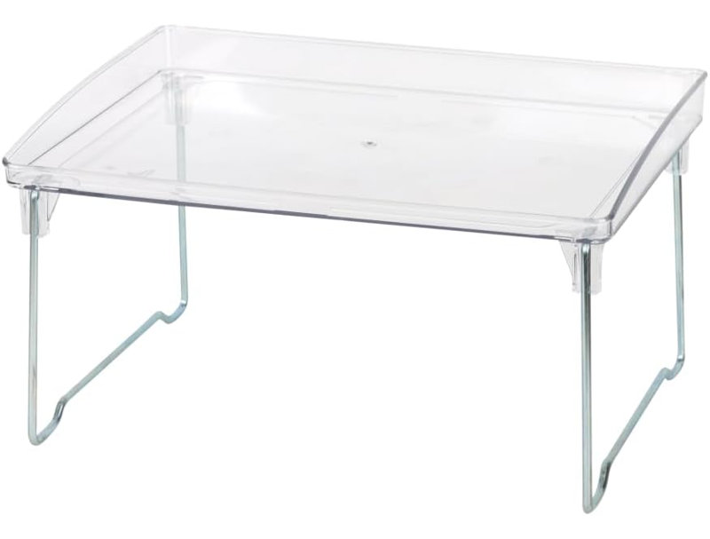  Organisateur de tablette de comptoir pliable à 1 tablette, organisateur de comptoir en plastique empilable transparent pour la cuisine, le garde-manger et la salle de bain, 1222