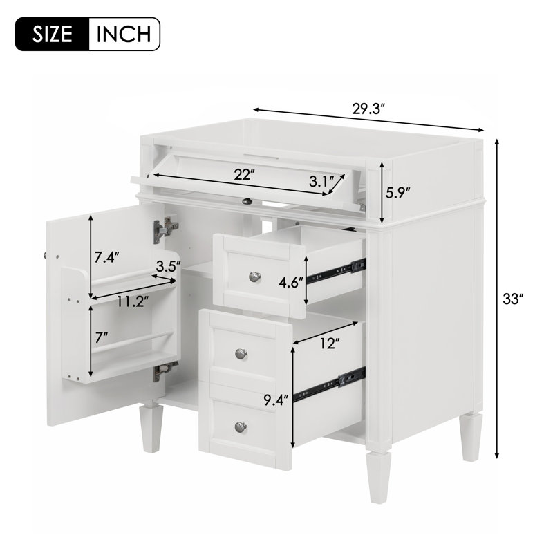 Base de meuble-lavabo simple 29,3 po Naheed seulement