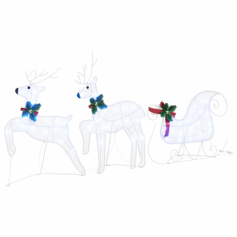 vidaXL LED Reindeers Fabric, White