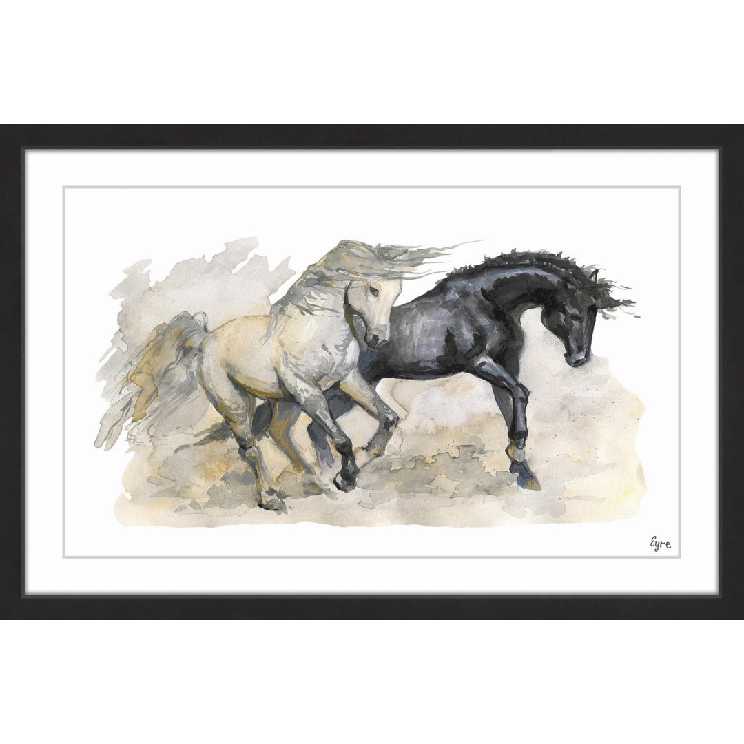 'Los Caballos Salvajes' Framed Painting Print Gracie Oaks 