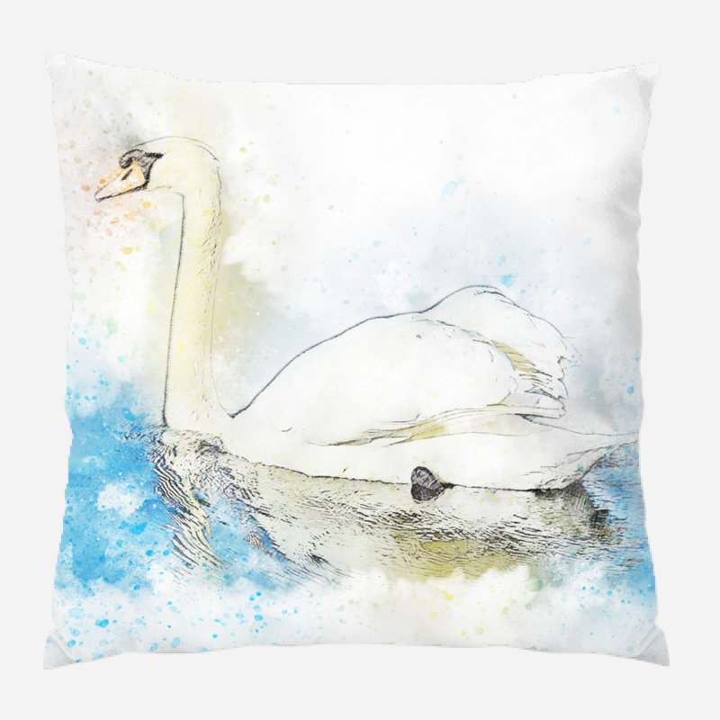 Housse de coussin d'extérieur carré Fenoglio Swan, Synthétique, Intérieur