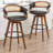 Swivel Upholstered Cane Back Counter Height Bar Stools-1863290118-1863290114