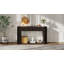 Console ovale cannelée avec 2 tiroirs et tablette inférieure, table d'entrée en bois avec glissières en métal lisse pour le salon-486706073