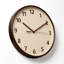 Horloge murale ronde en bois massif beige chaud avec face texturée en lin-1875188511