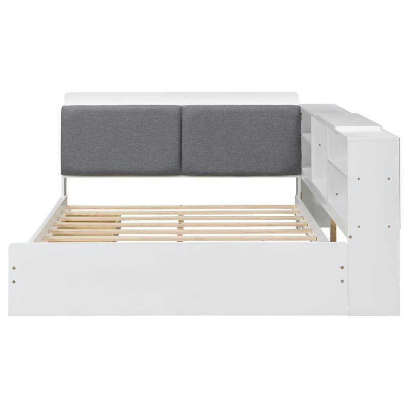 Lit plateforme avec rangement à deux tiroirs, Blanc