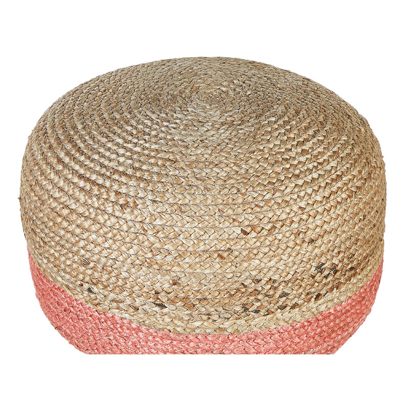 Gotthard 50cm Wide Round No Pattern Pouf Ottoman, Natural/Pink