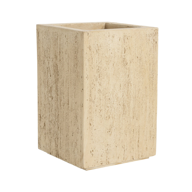 Magnesium Oxide Handmade Rectangle Planter Box, 20.24" Tall, 13.1" W X D, Antique Brown, Ready - To Use, Drainage Hole No Assembly, Feature