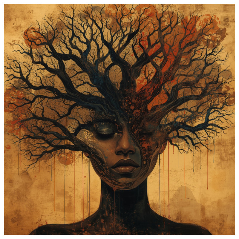 Illustration de femme arbre, rideaux transparents et occultant - 1 panneau, 50 po x 92 po - 1 panneau, Transparent