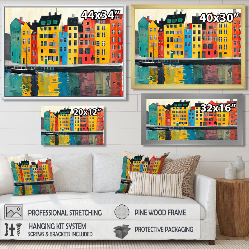 Breaux - Copenhagen Wall Art Living Room, Toile tendue, 16" H x 32" W