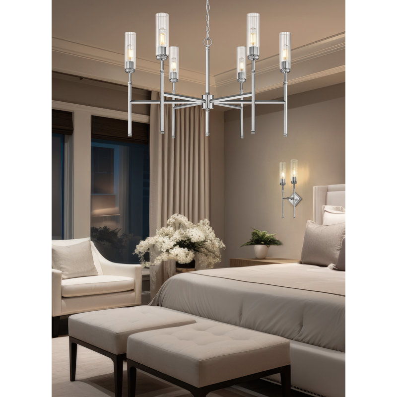 Lustre 6 lumières Esme Nickel brossé, Nickel brossé