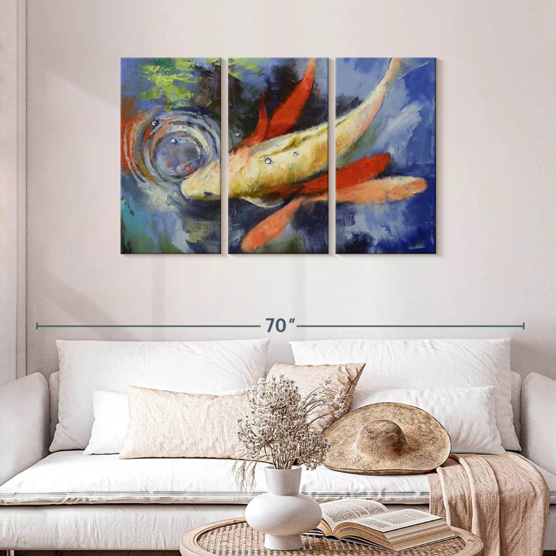 Koi And Water Ripples, 28" H x 45" W