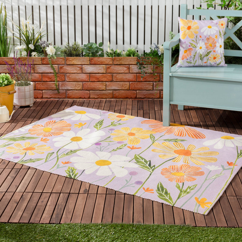  Indoor / Outdoor Floral Square Throw Cushion With Filling