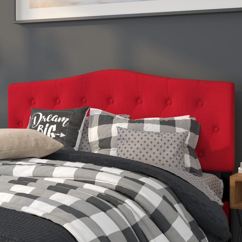 Tête de lit tapissier arquée capitonnée à boutons Ciriaca, Grand, Rouge