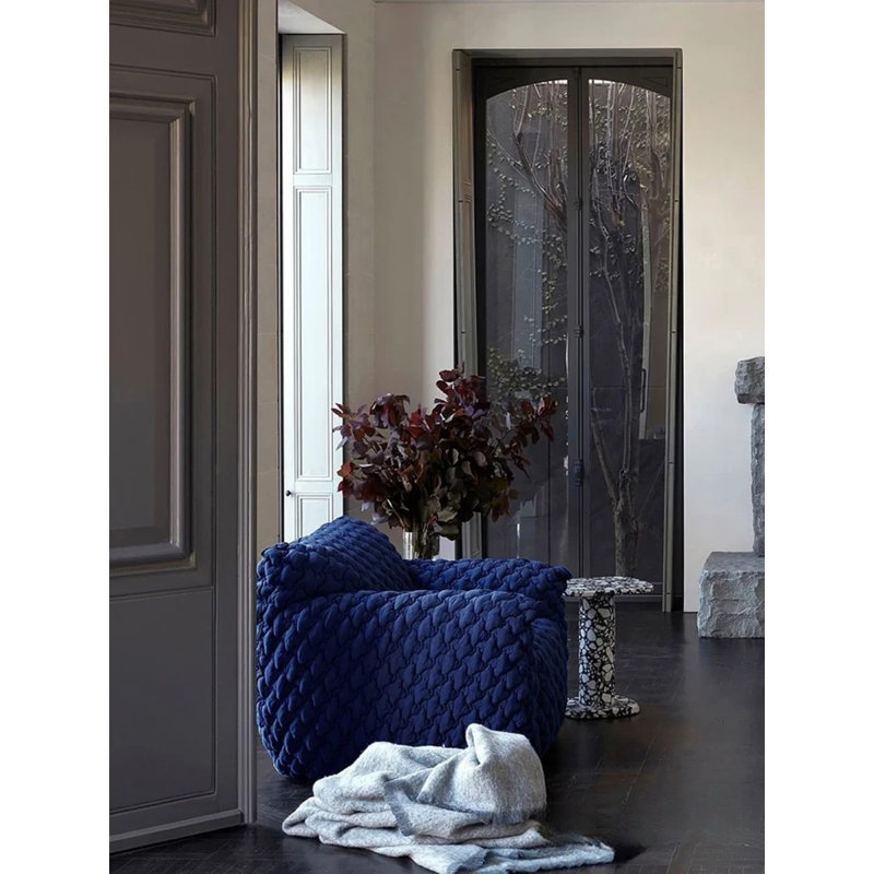 Fauteuil capitonné de 50,5 po de largeur, Mélange de polyester bleu