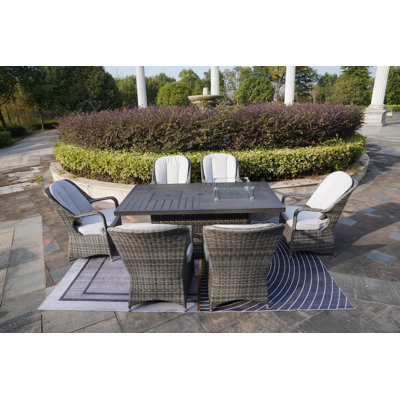 Wicker 6 - Person Patio Conversation Set with Cushions