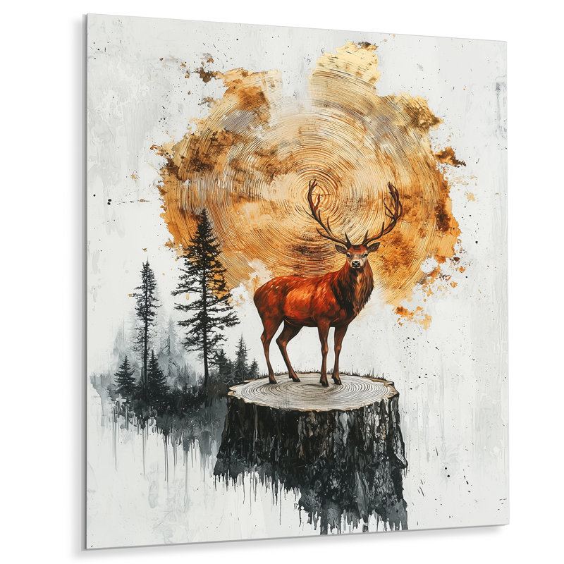 «Deer Guardian Of The Forest II», impression murale en métal, H 44 po x l 34 po