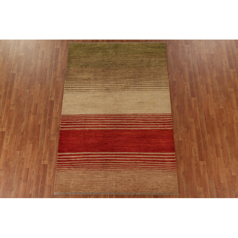 Striped Gabbeh  Wool Area Rug 5x8