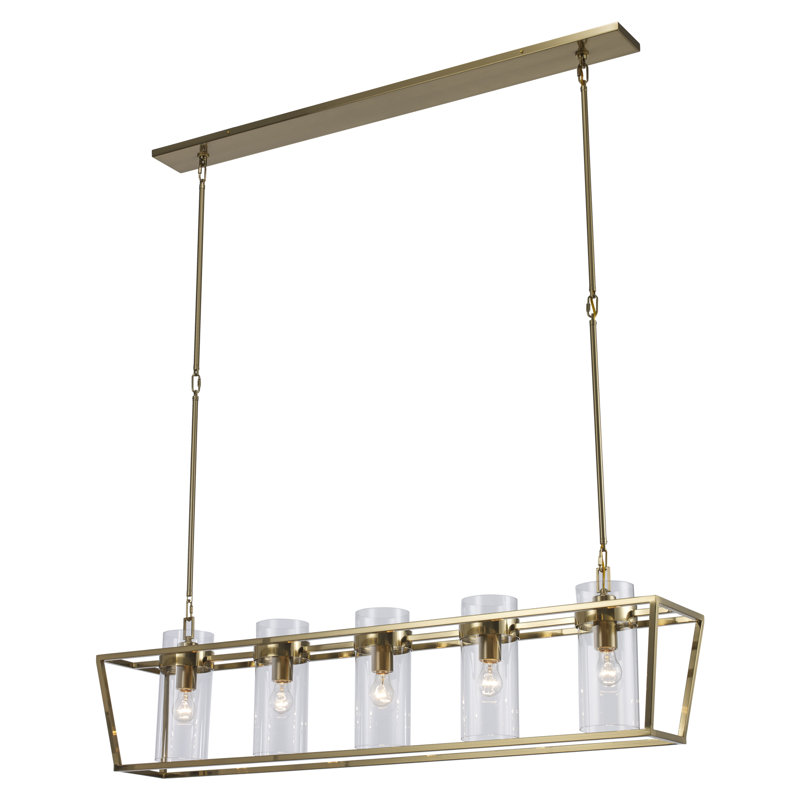 Luminaire suspendu pour îlot de cuisine 5 lumières Ikia, Or antique