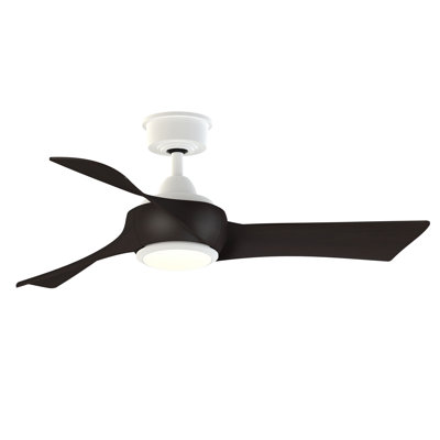 Wrap Custom 44 inch Indoor/Outdoor Ceiling Fan with LED CCT Select Light Kit - Matte White with Dark Walnut blades