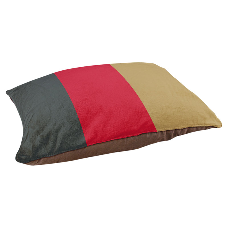 Coussin rectangulaire designer Los Angeles, Petit (L 18 po x l 28 po), Gris acier / rouge / or