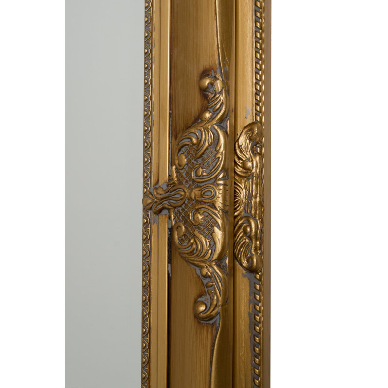 Kellison Wood Flat Mirror, Gold, 180cm H x 50cm W x 7cm D