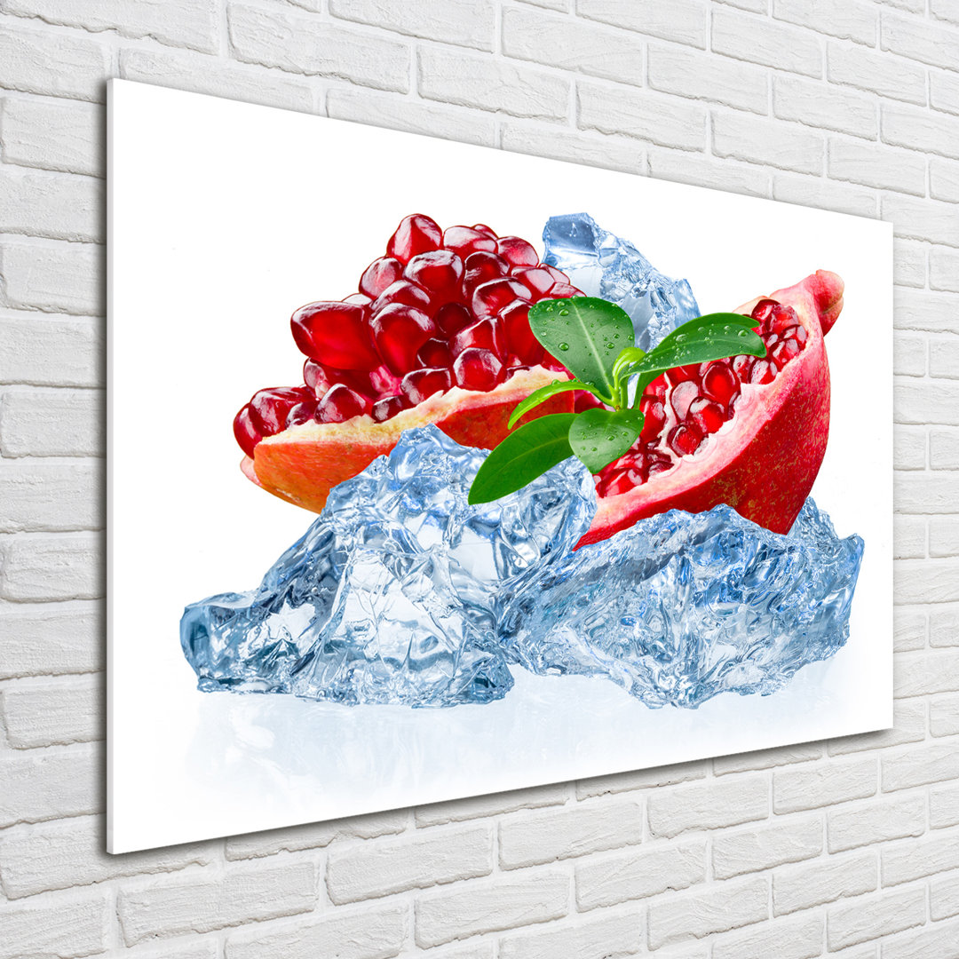 Glasbild Granatapfel mit Eis