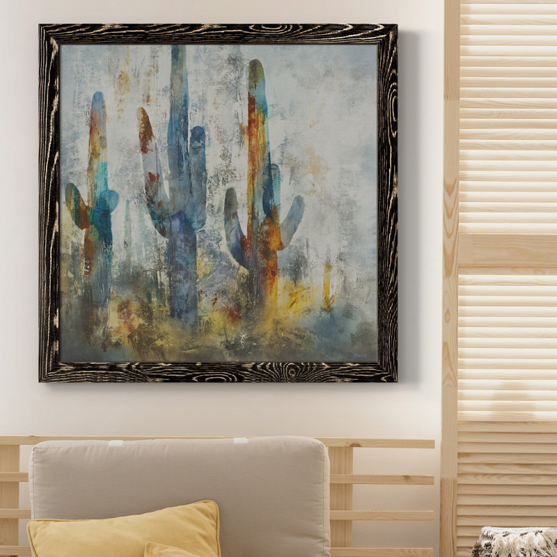 Saguaro Forest - Toile encadrée de qualité supérieure - prête à être accrochée, H 31,5 po x l 31,5 po x P 1,5 po, Cadre noir