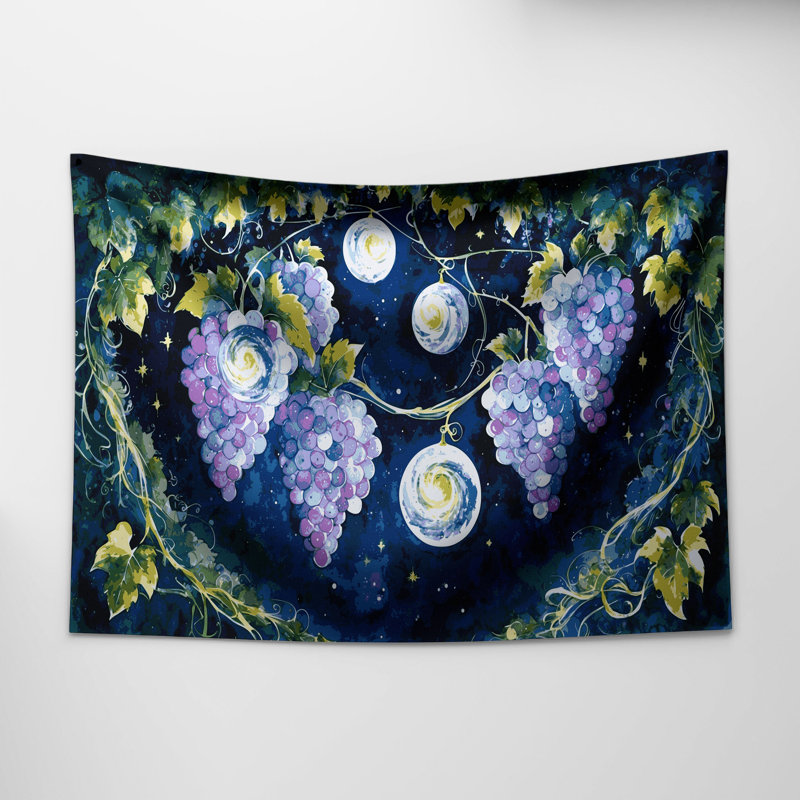 Tapisserie murale «Fruit Grape Moon Drops», 51 po x 60 po