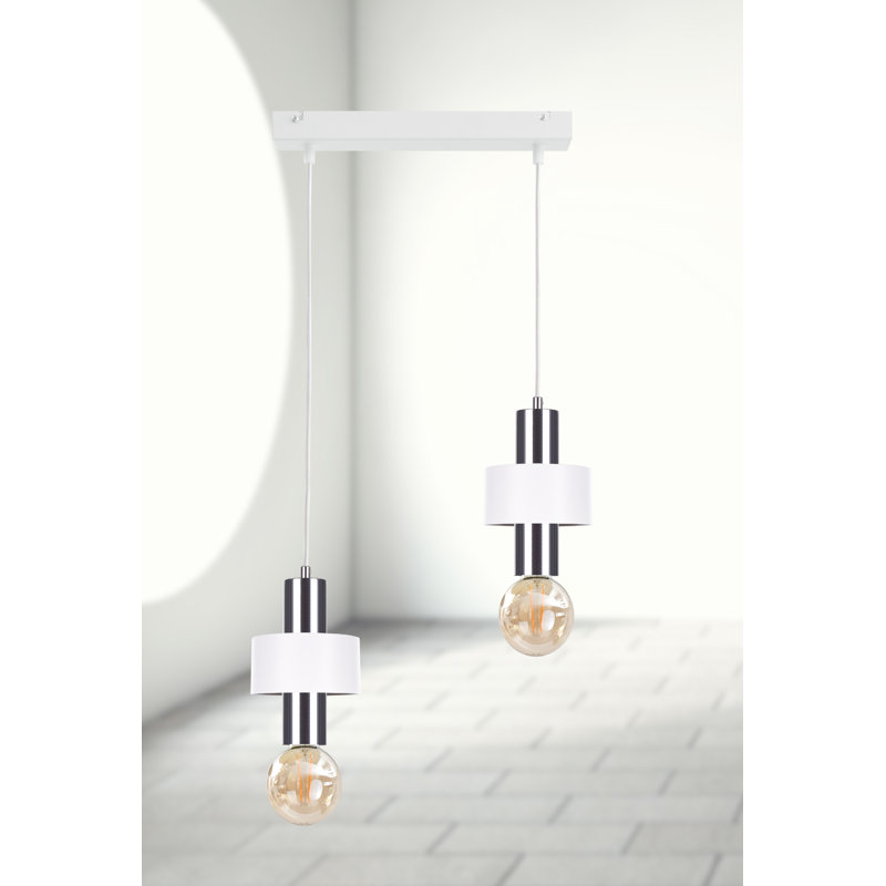 Bernda 2 - Light Kitchen Island Pendant, White/Silver