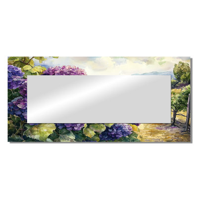 Hydrangeas In The Vineyard - Floral Accent Wall Mirror - Printed On Metal