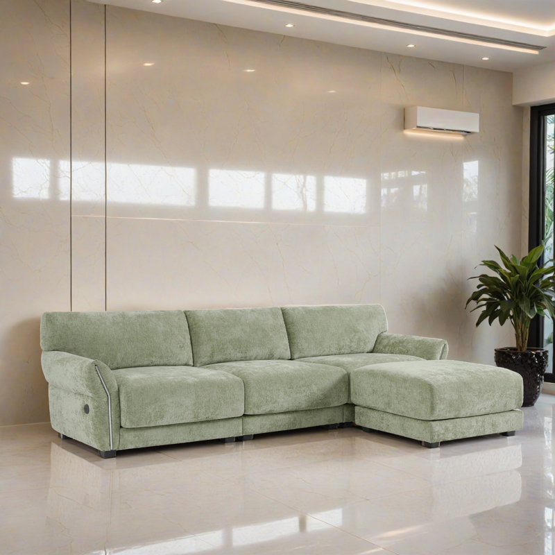 Canapé-lit modulaire 4 pièces pour salon, Chenille verte