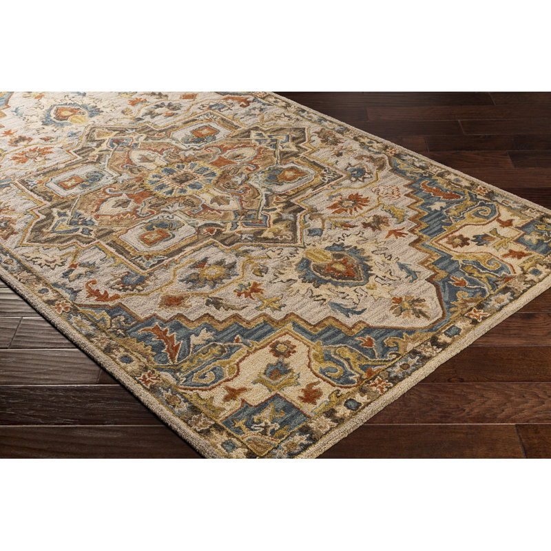 Crum Hand Tufted Wool Oriental Indoor Rug, Rectangle 9' x 13'