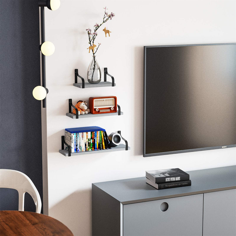 Schiffer 3 Piece Bracket Shelf, Grey