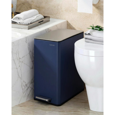 Poubelle à pédale 4 gallons en acier inoxydable avec couvercle à fermeture en douceur et seau intérieur amovible - Poubelle de cuisine, de salle de bain et de bureau compacte