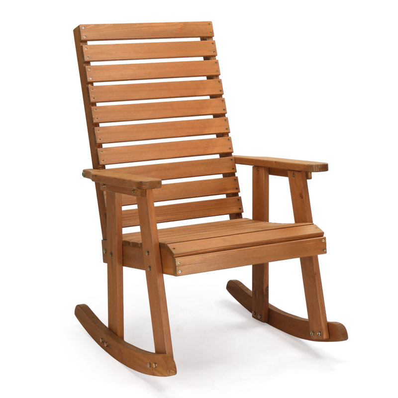 Chaise berçante en bois de sapin, Teck