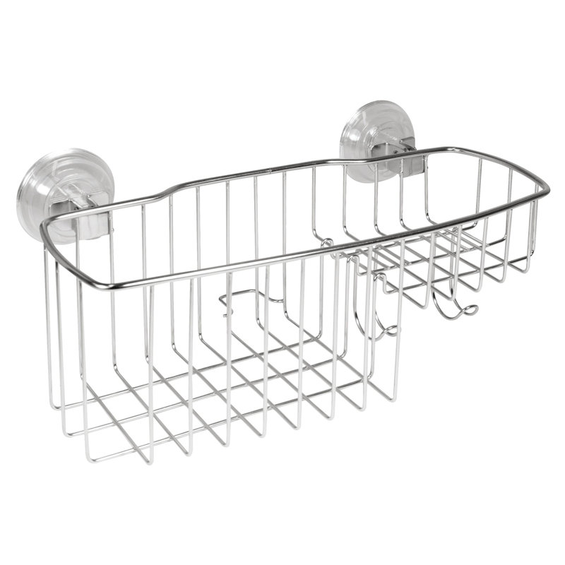 Silver Stainless Steel Suction Mount Shower Basket