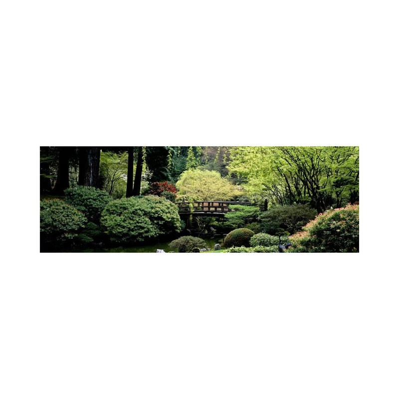 View Of A Garden, Japanese Garden, Washington Park, Portland, Oregon - Wrapped Canvas Panoramic Print